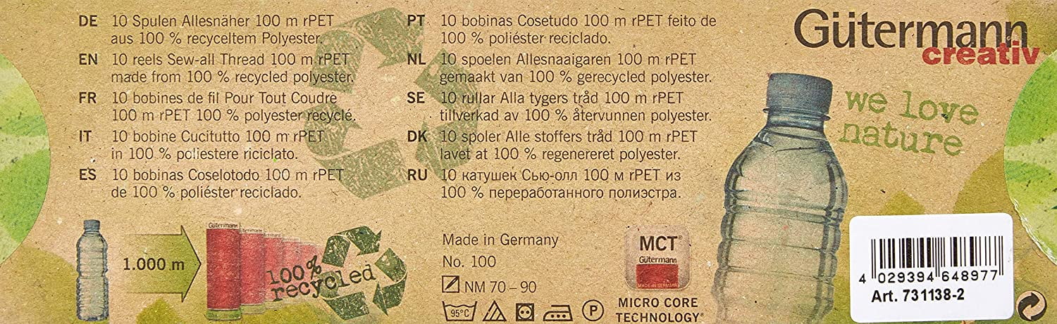 Gutermann rPET Polyester Sew-All Thread Set - 10 Spools-Pastel