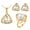 Golden + White Pearl, variant on Women's Party Jewelry Set Faux Pearl Triangle Pendant Necklace Earrings Ring