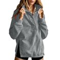 thumbnail image 2 of Mock Neck Sweatshirt for Women Solid Color Button Long Sleeve Loose Relaxed Fit Casual Lightweight Ribbed Cuffs Cozy Classic Everyday Fall Winter Pullover, 2 of 9