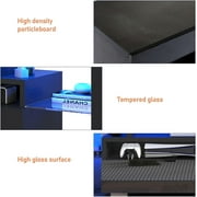 ChVans LED TV Stand for 80/90/100 inch TV, High Glossy Modern Entertainment Center with Drawer and LED Lights