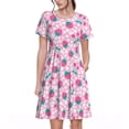 thumbnail image 1 of Balery Cherry Strawberry Vestidos sueltos de manga corta para mujer, vestidos de verano 2025, vestidos casuales de corte A con vuelo., 1 of 6