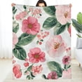 thumbnail image 2 of PRATYUS Flowers Leaves Watercolor Painting Flannel Blanket Cozy Gift 40x50in, 2 of 7