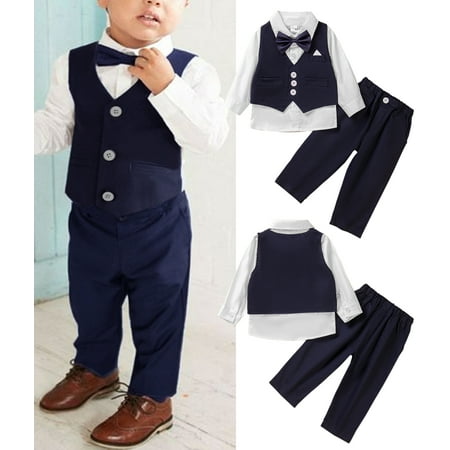 

LAPAKIDS Toddler Boys Formal Outfits Set Little boy Gentleman Clothes 4PCS