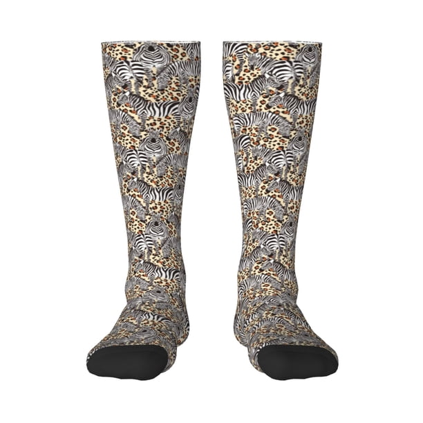 Fotbe Zebra Calcetas Divertidas Estampadas para Hombre y Mujer, Calcetas de Algodón hasta la Rodilla para Caminar, Correr, Enfermería y Embarazo