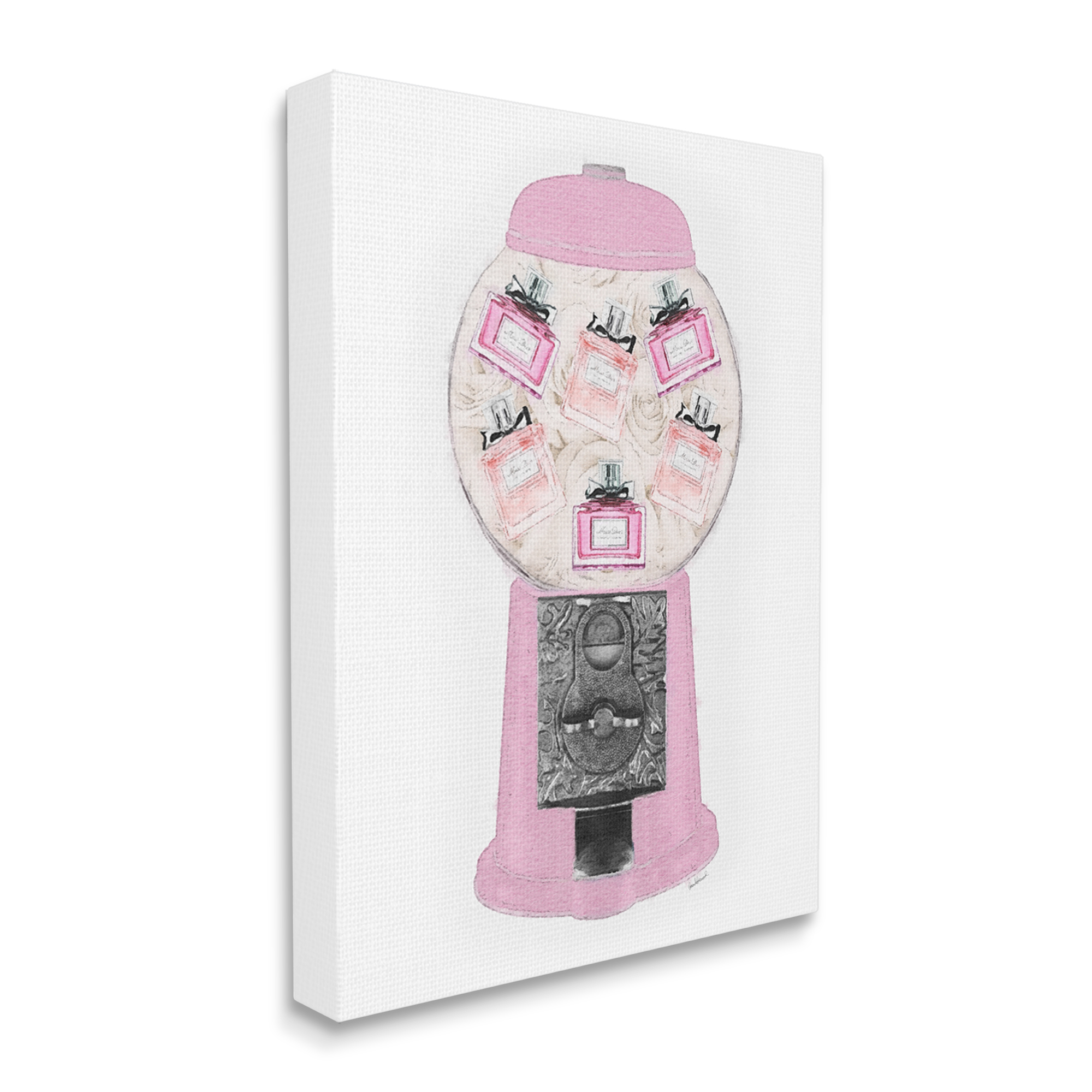 Stupell Industries Pink Gumball Machine Glam Designer Perfume Bottles Canvas Wall Art, 36 x 48, Design by Amanda Greenwood