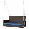 thumbnail image 2 of Yardi Yarda Outdoor Swing Bench with Cushions, 550 lbs Weight Capacity, Relaxing Patio Furniture, Wicker Porch Swing Chair for Garden, Backyard, Blue, 2 of 11