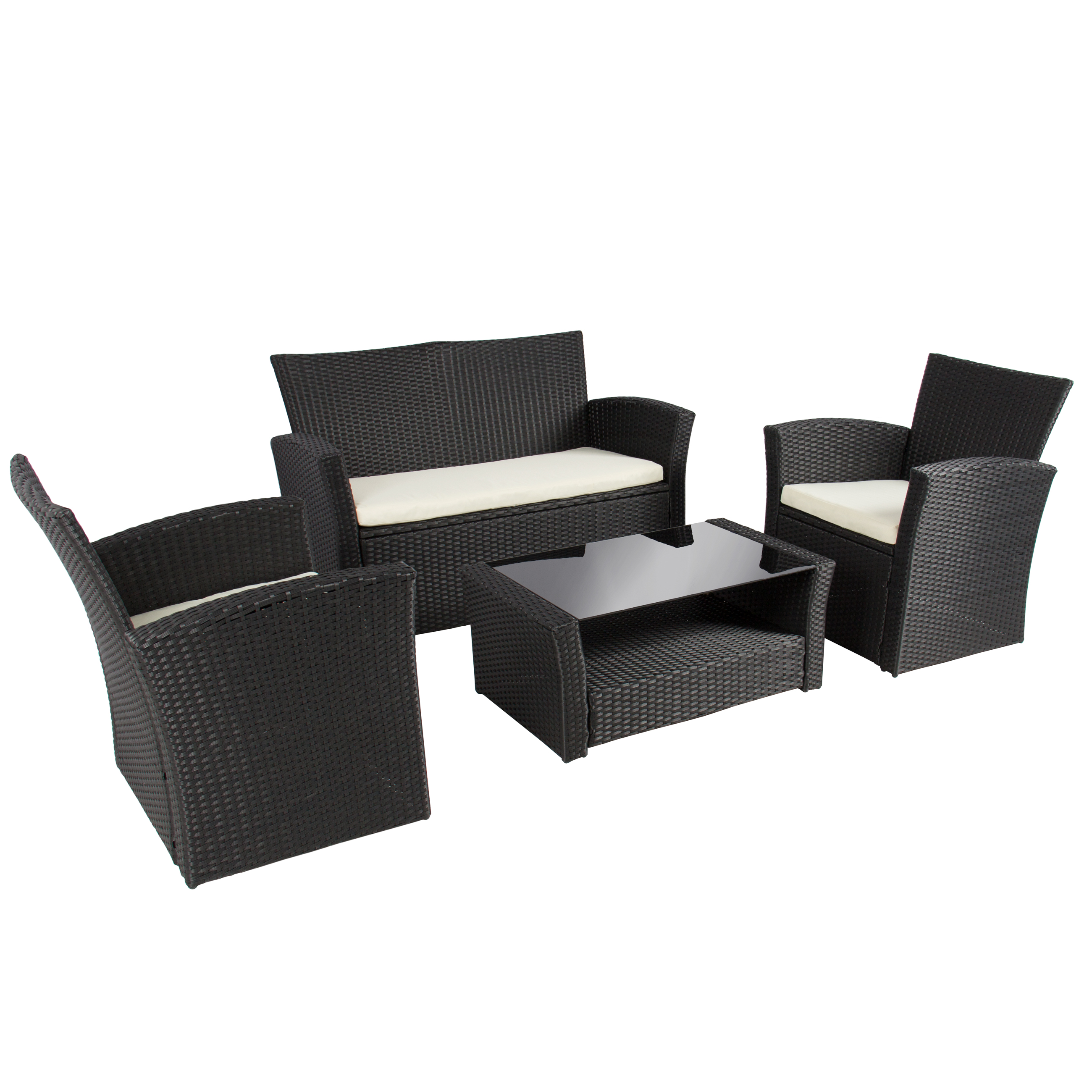 4pc Outdoor Patio Garden Furniture Wicker Rattan Sofa Set Black