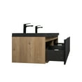 thumbnail image 4 of Modern 60" Wall-Mounted Bathroom Vanity in Black with Two Sinks, 4 of 6