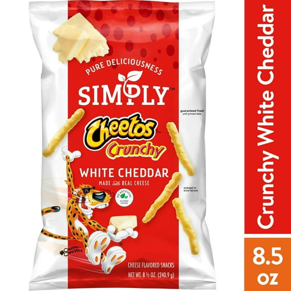 Simply Cheetos White Cheddar Crunchy Cheese Flavored Snacks, 8.5 oz Bag-Pack Of 4