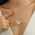 thumbnail image 3 of Juwaliy Collar de Luna Amor Corazón Madre E Hija Plata de Ley 925 Citrino Amarillo Piedra de Nacimiento de Noviembre Dije Joyería Mujer Mamá Regalo de Navidad Cumpleaños para Hija, 3 of 7