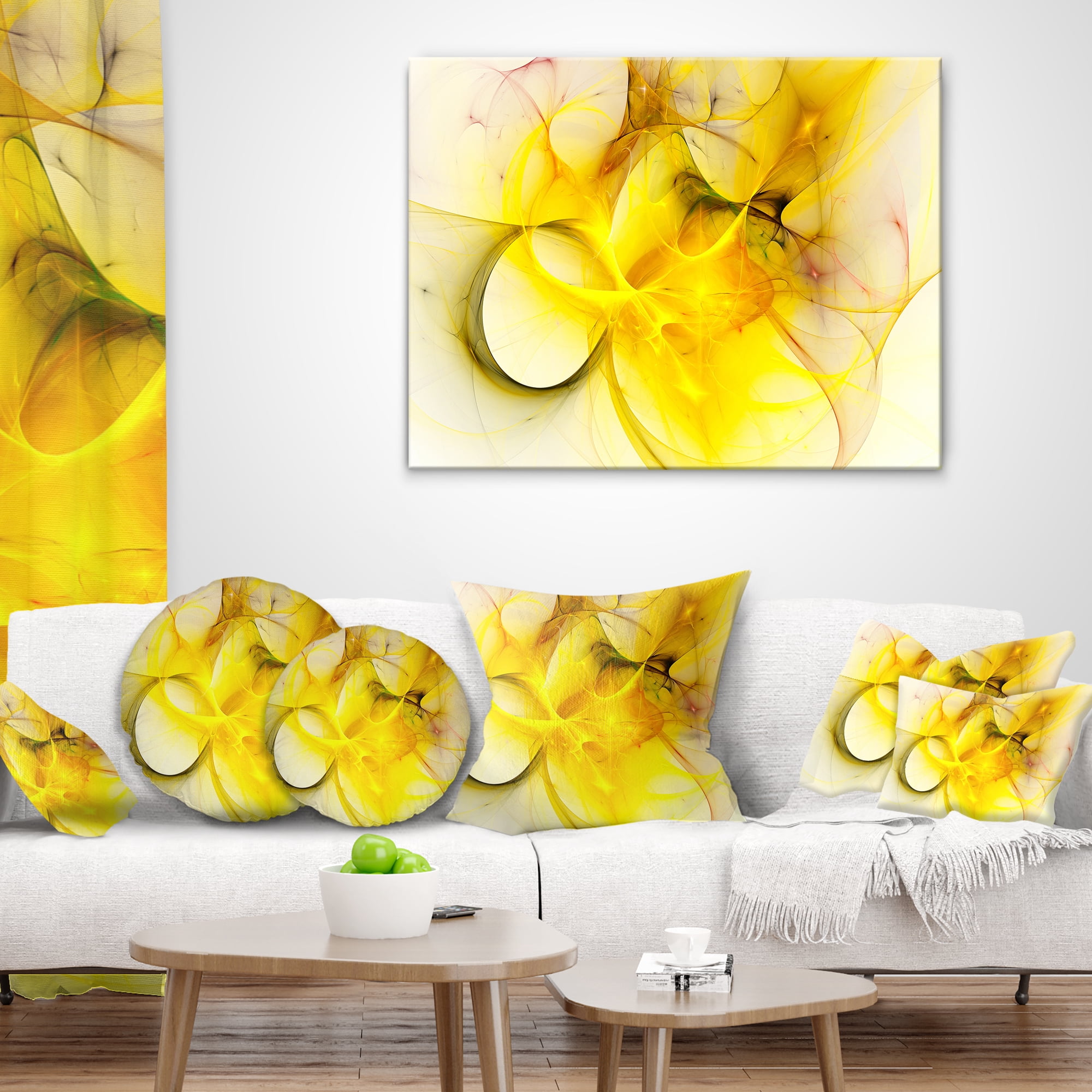 Designart Light Yellow Nebula Star - Abstract Throw Pillow - 16x16