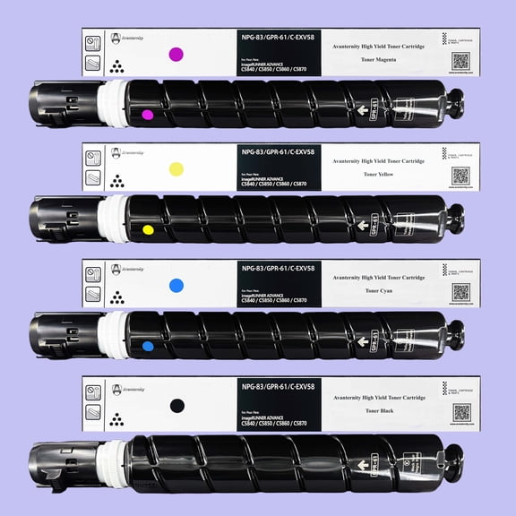 Avanternity's High Yield Toner Cartridge, Replacement for Canon GPR-61 GPR61 Toner, 3763C003, 3764C003, 3765C003, 3766C003 (Set of 4 Packs - 1 Black, 1 Yellow, 1 Magenta, 1 Cyan)