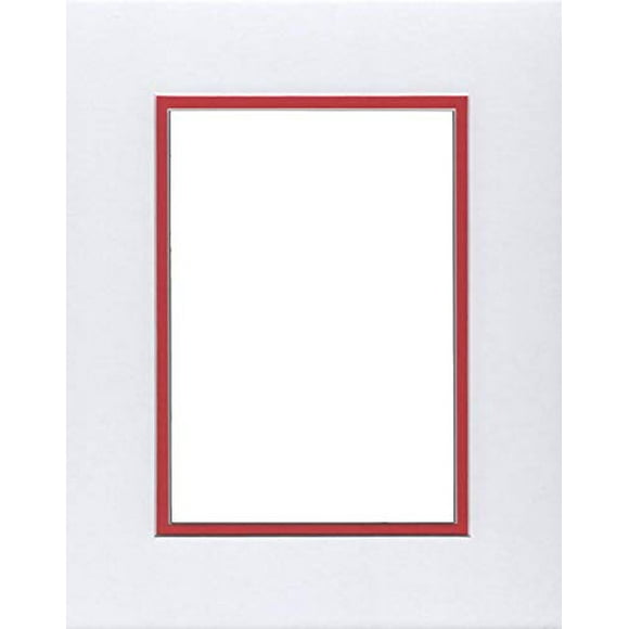 22x28 Double Acid Free White Core Picture Mats Cut for 18x24 Pictures in White and Real Red