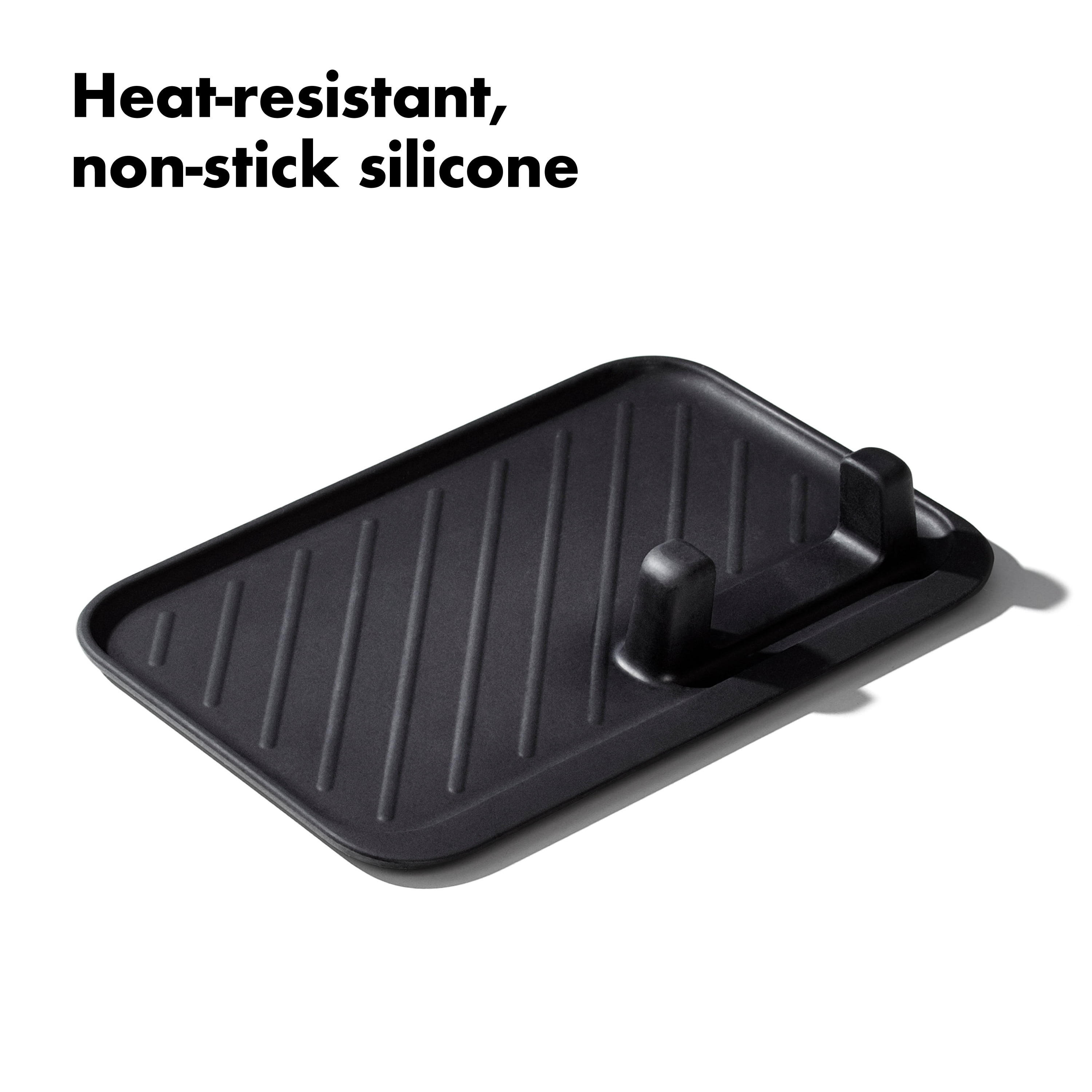 OXO Grilling Heat-Resistant Silicone Tool Rest, BBQ Utensil Holder for Grill Tools, Tongs, Spatulas and Basting Brushes
