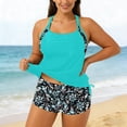 thumbnail image 2 of FASHOFT Plus Size Swimsuit for Women 2 Piece Flowy Tankini Bathing Suits and Shorts with Pockets Swimwear Mint Green XL, 2 of 5