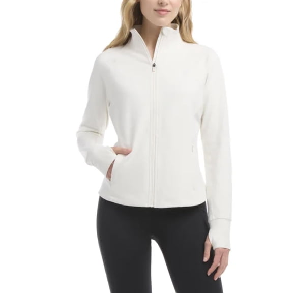 Jockey Satin Stitch Yoga Full-Zip Stand-Up Collar Thumbholes Athletic Jacket, Women's Small