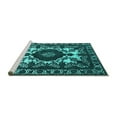 thumbnail image 2 of Ahgly Company Machine Washable Indoor Square Oriental Turquoise Blue Industrial Area Rugs, 5' Square, 2 of 4