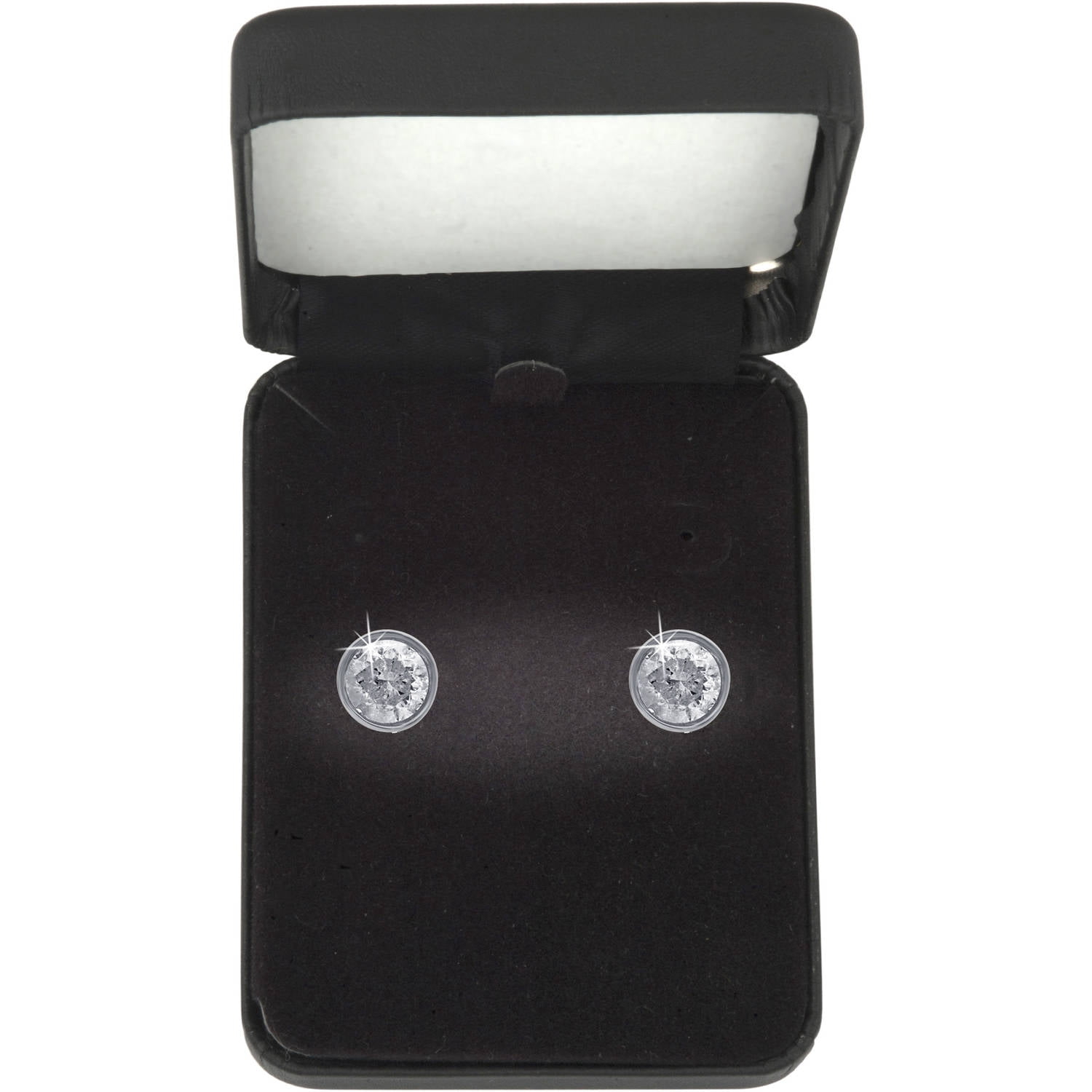 1.00 Carat T.W. Round Diamond 14kt White Gold Bezel Stud Earrings, IGL Certified, Comes in a Box