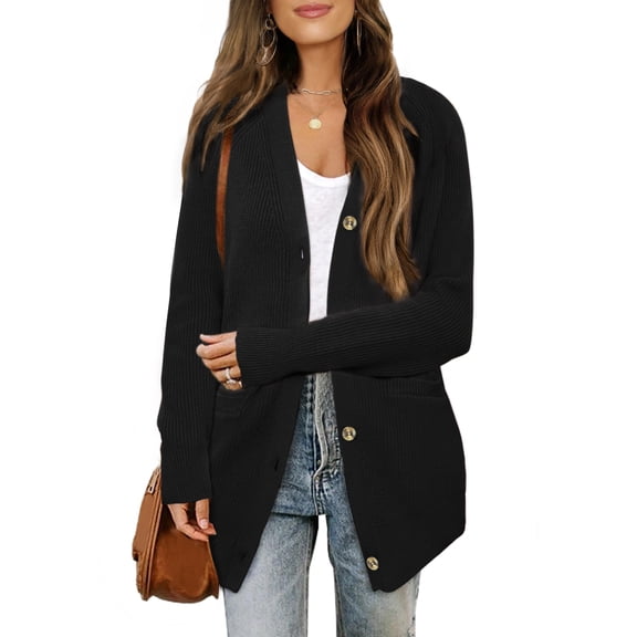DARING DIVA Women's Open Front Button Down Cardigan Sweaters S Black