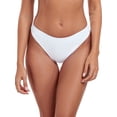 thumbnail image 4 of Ocean Blues Women's High Leg Bikini Bottom Mid Rise Swim Bottom Cheeky White Bathing Suit Bottom, Size M, 4 of 7