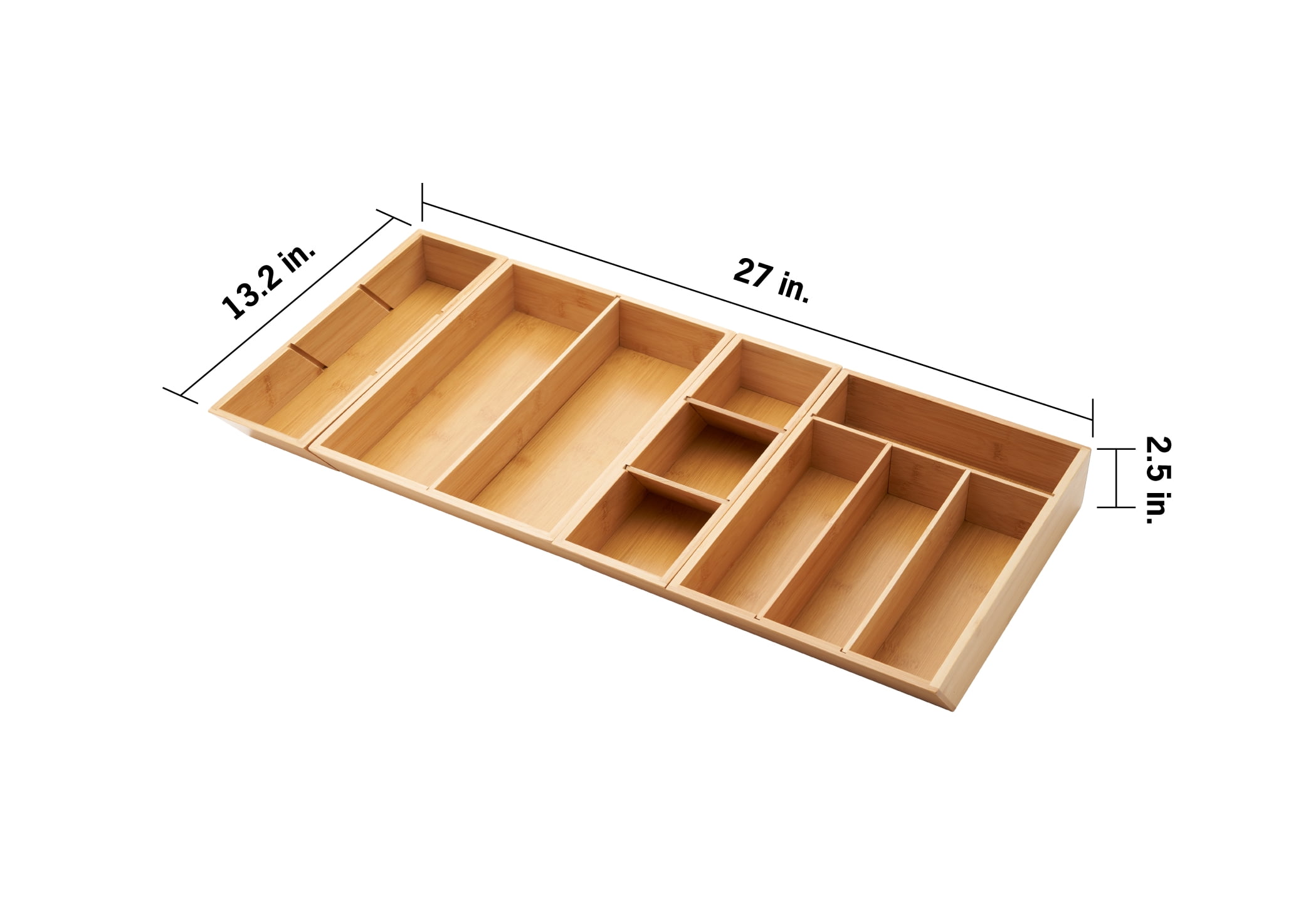 TRINITY EcoStorage® | 4-Piece Bamboo Drawer Organizer | w/ Dividers