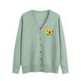 thumbnail image 2 of ClodeEU Womens Sweaters ,Floral Pattern Single Breasted Knit Cardigan Sweater, Fall Casual Lightweight Cardigans Green,Womens Plus L, 2 of 5