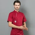 thumbnail image 2 of fastboy for Chef Jacket Cotton Kitchen Apron Three Buttons with Front Pockets Clothes ple Style Summer for Grill Restaurant Red L, 2 of 6