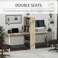 thumbnail image 4 of HomCom 88" Extra Long 2-Person Computer Desk with Bookshelf Combo Double Workstation Storage Unit Home Office Natural Wood, 4 of 8