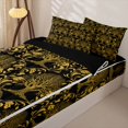 thumbnail image 3 of Homewish Black Gold Tree Of Life Zipper Full Size Comforter Sets with Fitted Sheet and 2 Pillowcases,Aztec Exotic Style Zipper Bedding Set,Black Reversible,4pcs, 3 of 8