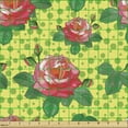 thumbnail image 2 of Rose Fabric by the Yard, Vintage Romance Petals Fragrance on Polka Dots Nature Classic, Upholstery Fabric for Dining Chairs Home Decor Accents, Forest Green Dark Coral by Ambesonne, 2 of 5