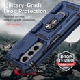 thumbnail image 3 of Galaxy Z Fold 6 Kickstand Armor Case with Slide Camera Lens Protection Cover Built-in 360° Rotate Ring Holder Stand Magnetic Military Shockproof Phone Cover Case for Samsung Galaxy Z Fold 6, Blue, 3 of 9