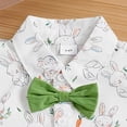 thumbnail image 6 of mgoYE Toddler Boy Easter Outfit Bow Tie Button Up Short Sleeve Shirt Bunny Clothes Casual Shorts Baby Summer Clothes Cute Outfits(Green,12-18 Months), 6 of 7