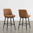 thumbnail image 5 of ReNest 27" Mid-Century Swivel Counter Height Bar Stools Set of 2 for Kitchen Island, Faux Leather Upholstery, Saddle Brown, 5 of 7