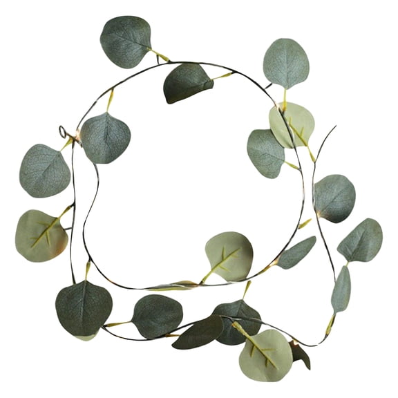 Realistic Eucalyptus String Lights with 20 Warm LEDs, 2-Meter Battery-Powered Outdoor Decoration for Vases, Garden, Wedding, and Year-Round Home Decor, Waterproof Green Foliage Fairy Lights