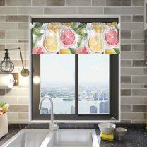Yayeee Kitchen Valance Rod Pocket 54" x 18" Living Room Window Curtain, Grapefruit Slices