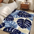 thumbnail image 5 of Blue Palm Leaves Large Area Rugs for Bedroom Living Room, Soft Non Slip Carpet Bedside Rug, Farmhouse Summer Beige Tropical Plants Rectangle Floor Cover Kitchen Accent Rug 2.7'x5' for Office, 5 of 9