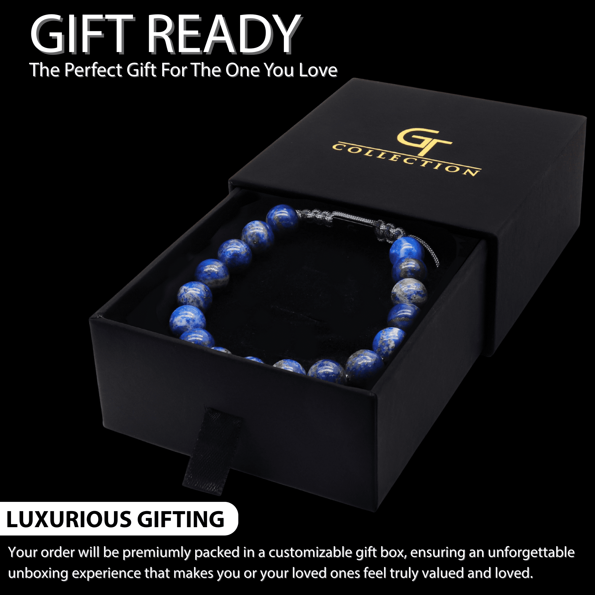 Men's LAPIS LAZULI Beaded Bracelet | Gift for Men | One Size Fits All | 100% Natural | Gemstone Adjustable Bracelet