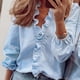 thumbnail image 5 of Qarigey Blusa Estampado Verano Camisa Estampado Verano Manga Larga Cuello V Trabajo Mujer Top Prendas para la parte del cuerpo Azul 3XL, 5 of 6
