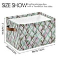 thumbnail image 3 of 1-Pack Square Closet Organizers with Handles Open Basket Bins Mint Green Vines Storage Basket for Home Office, 3 of 7
