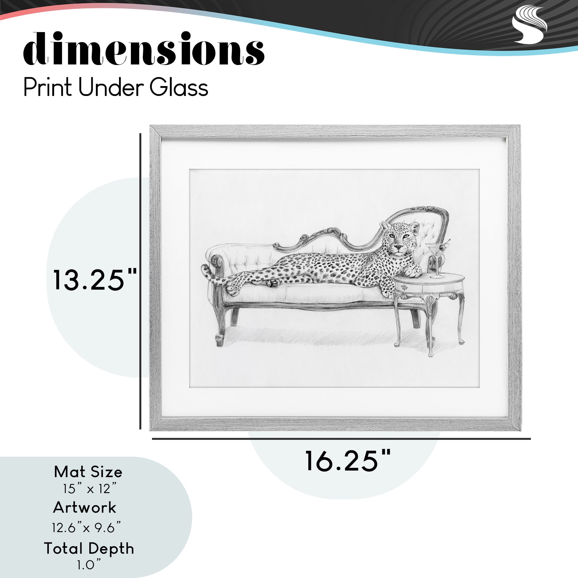 Stupell Industries Lounging Beast Cheetah Gray Framed Print Under Glass, design by Victoria Barnes