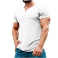 thumbnail image 2 of pstuiky camisetas de hombre, Blusas de cuello redondo, manga corta, transpirables, con botones y diseño informal para hombre ropa de hombre s, 2 of 5