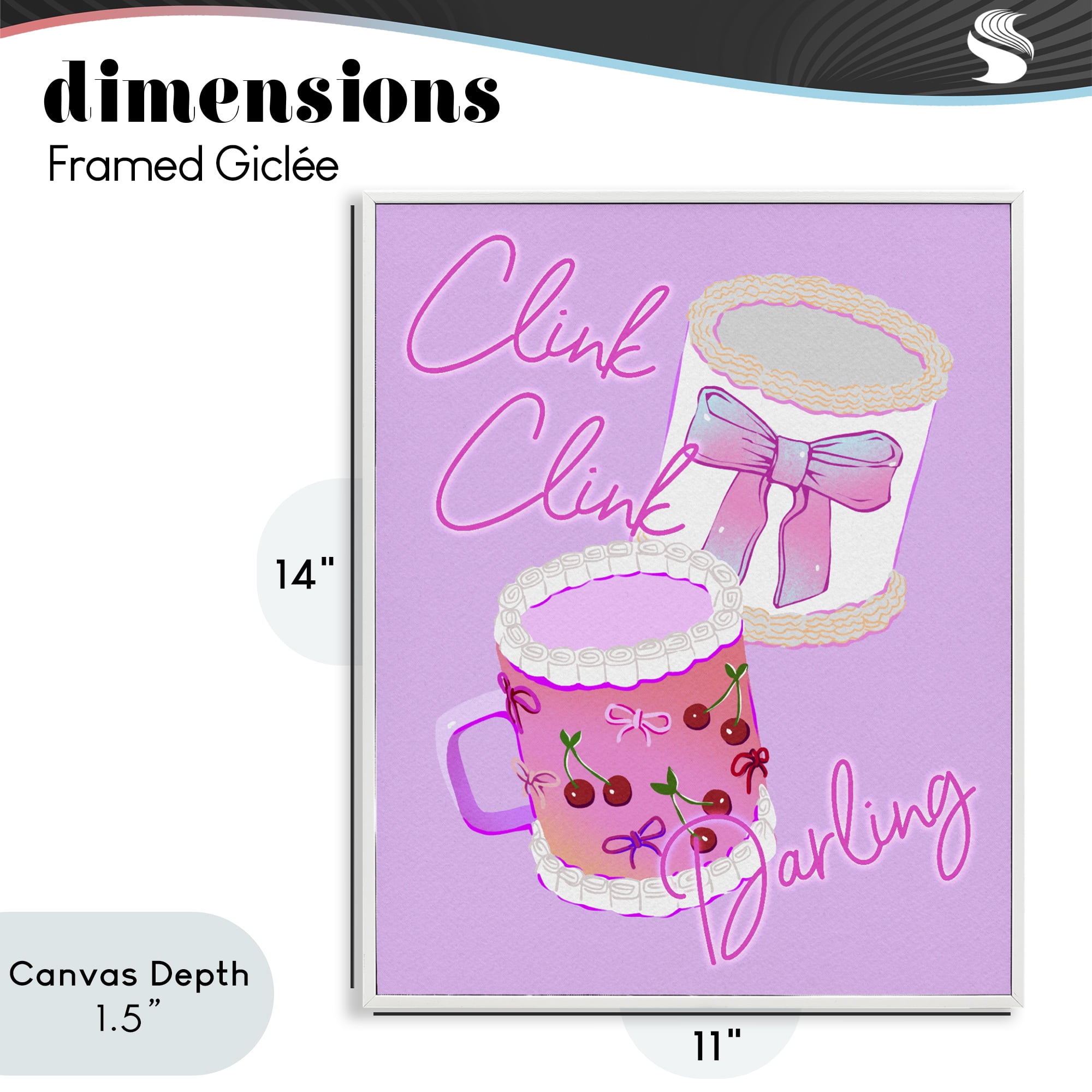 Stupell Industries Clink Darling Cherry Mug White Framed Giclee Art, design by Ziwei Li