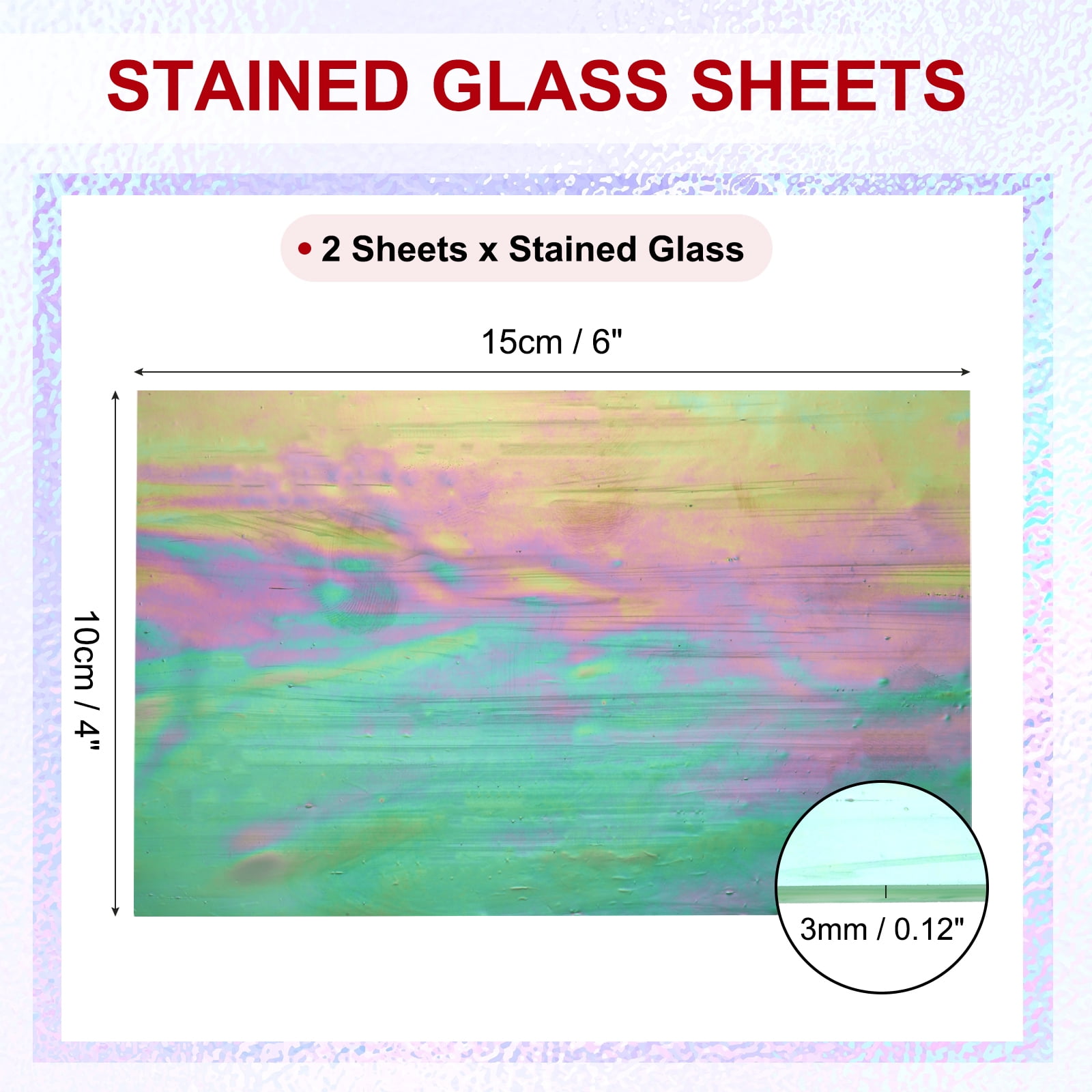 Uxcell 4 x 6" Stained Glass Sheets 2 Sheets Art Glass Dark Green Fantasy