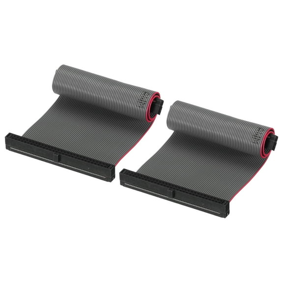 IDC 60Pin Flat Ribbon Cable, 1.27mm Pitch FC to FC Connector 10cm Length Grey Jumper Wire Computer DVD, 2Pcs