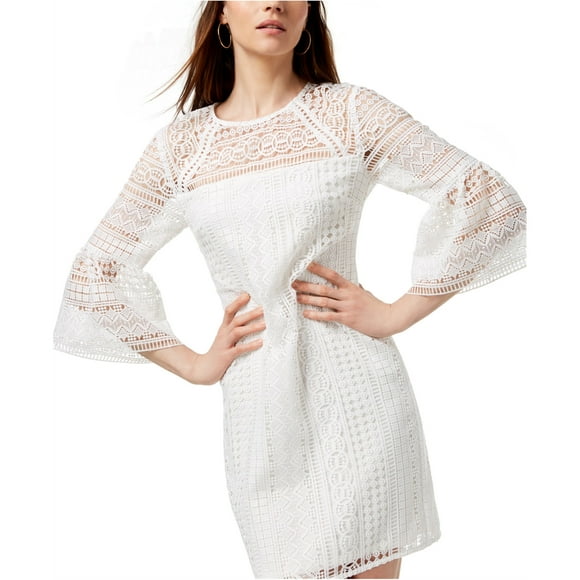 Trina Turk Womens Crochet Shift Dress, White, 0