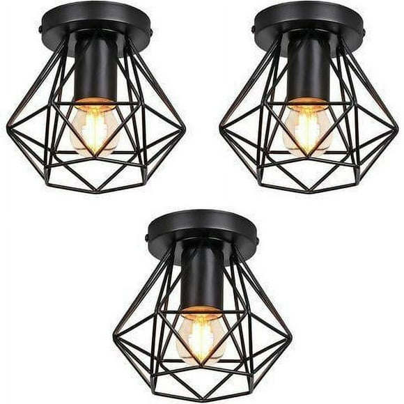 Semi Flush Mount Ceiling Light, Retro Black Ceiling Light Fixtures, Easy To Install For Hallway, Living Room, Dining Room, Kitchen