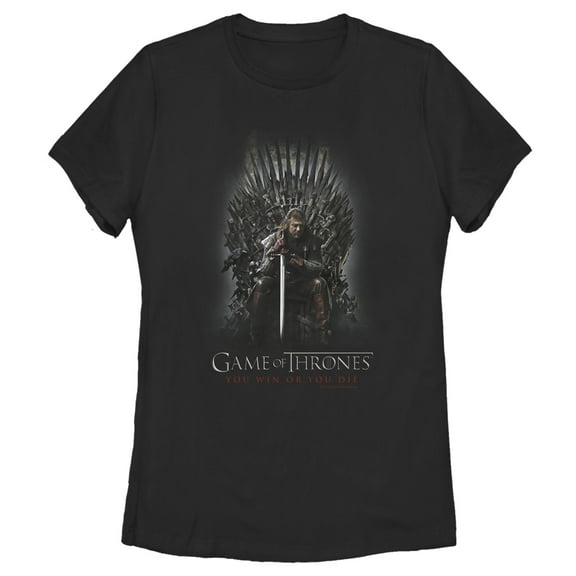 Women's Game of Thrones Ned on Iron Throne Graphic Tee Black Medium