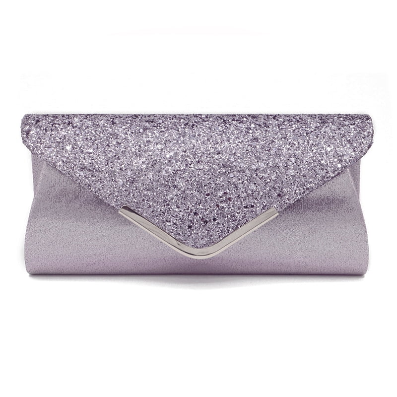 Womens Glitter Shimmer Envelope Clutch Bag Handbag for Bridal Evening Prom Party 