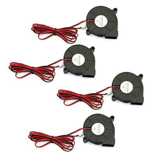 RuiLing 4-Pack 5015 DC 12V 0.18A Cooling Blower Fan 6000Rpm Industrial Cooling Turbo Fan for 3D Printer Accessories,Mini Black Plastic Cooling Fans 50x50x15mm
