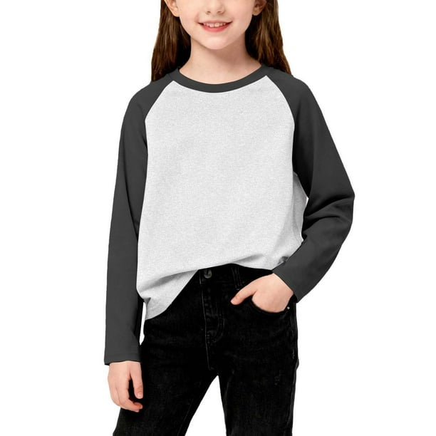 Cowsor Boys Girls T Shirts Casual Raglan Long Sleeve Tee Crewneck Color Block Cute Blouses Tops